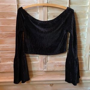 Black Crop top with Bell Sleeves